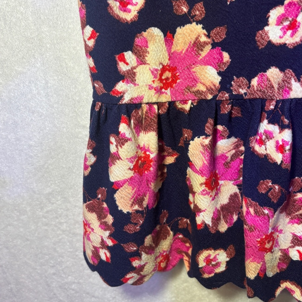 Anthro Postmark - Blue Peplum Tank Top with Floral Design and Slightly Open Back - Picture 4 of 7